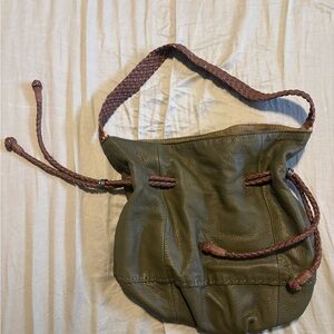 The Sak Olive Leather Shoulder Bag with Braided Straps